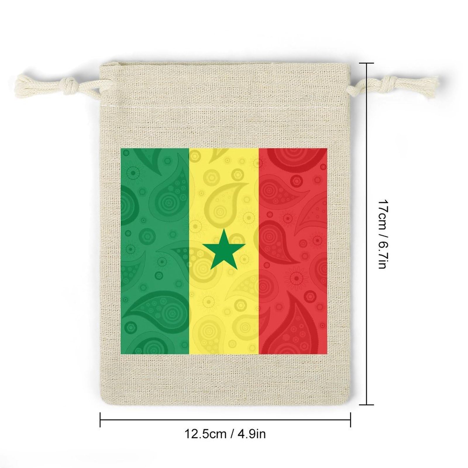 Senegal Paisley Flag 8 Pack Small Gift Bags Cotton And Linen Drawstring Pockets Sachet Bag for Party Home Supplies