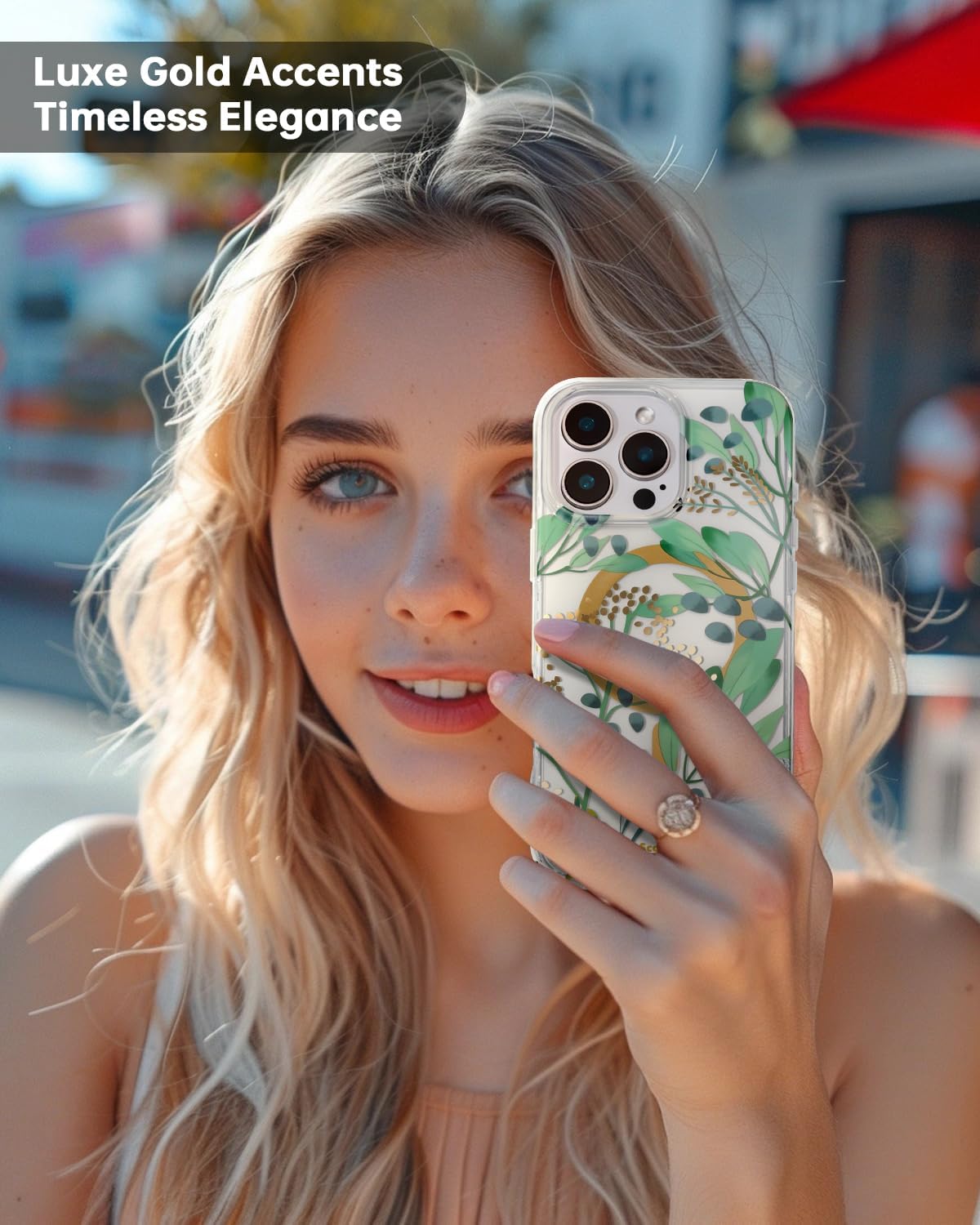 SCORPIFY for iPhone 16 Pro Case [Compatible with MagSafe] with Summer Meadow Floral Design, Cute Clear Flower Magnetic Phone Cover for Women Girls, [Non Yellowing] Slim Bumper with Gold Accents