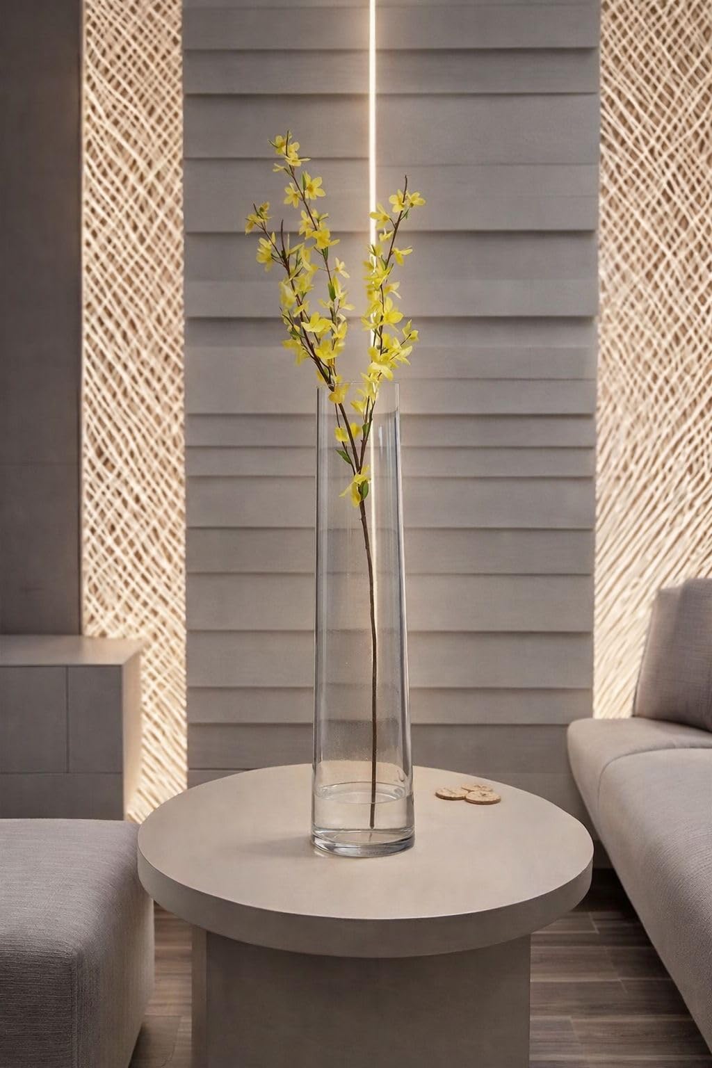 GALLIVANT Decorative Long Glass Vase - Transparent Flower Vase for Home Decoration Items for Living Room 12 inch | Unique Aesthetic Design, Center Table, Home & Office (Minar-12)-image-39