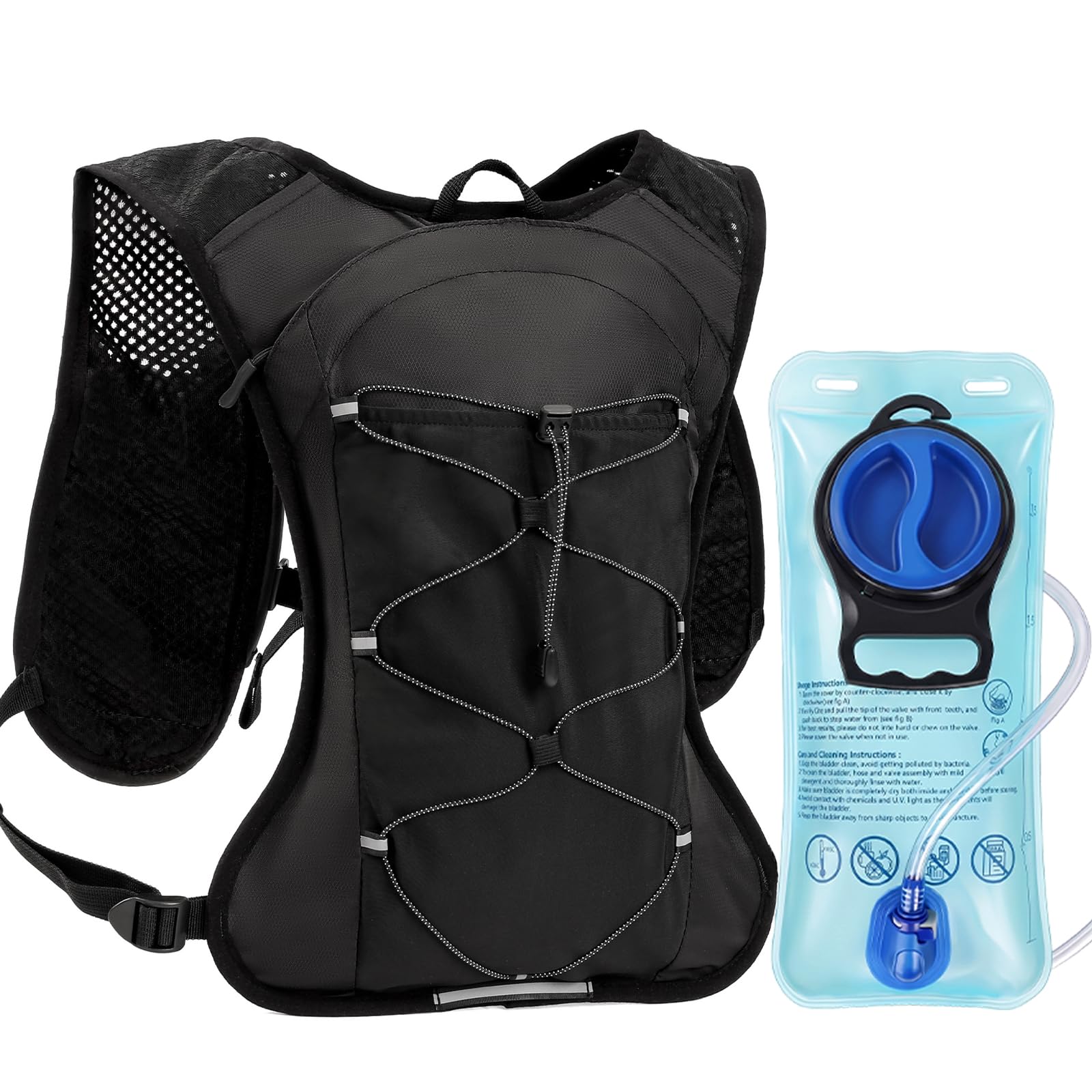 Hydration Backpack, Lightweight Water Backpack, Adjustable Running Vest | 2L Leak-Proof Bladder, Lightweight & Breathable & Durable, Ideal for Trial Running, Cycling, Walking, Hiking & Climbing