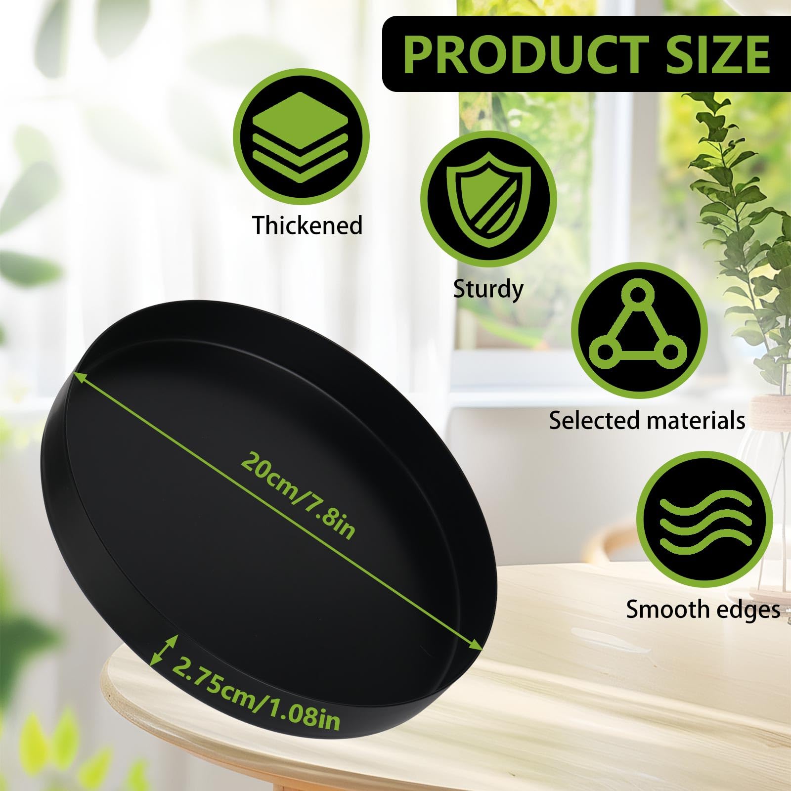 Vassoio Decorativo Rotondo In Metallo - Ø20 Cm, Nero Opaco, Per Centrotavola - Foto 2