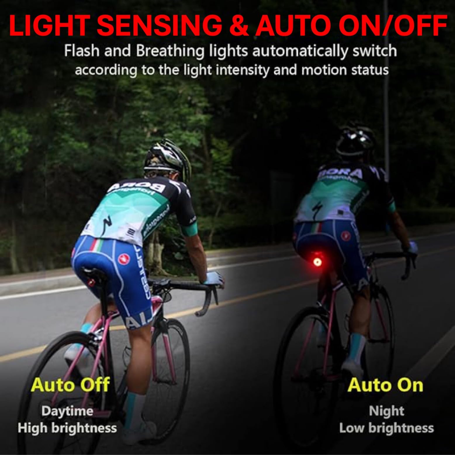 Luce Posteriore LED per Bicicletta Q3 - Fanale USB Ricaricabile con Freno Intelligente - Super Luminoso, Impermeabile, 4 Modalità - Smart Light per MTB & Corsa - Sensore Notturno/Frenata