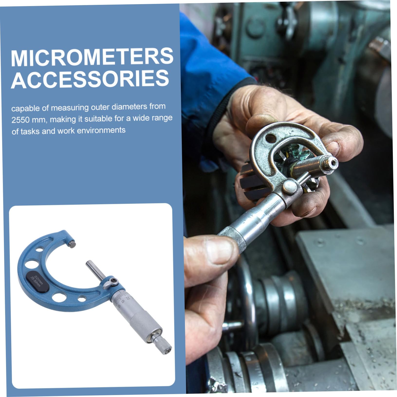 Luxshiny Micrometro Esterno in Acciaio Inox Precisione per Misurazioni di Esterno da Strumento di Misura Meccanico per Hobbisti e Meccanici