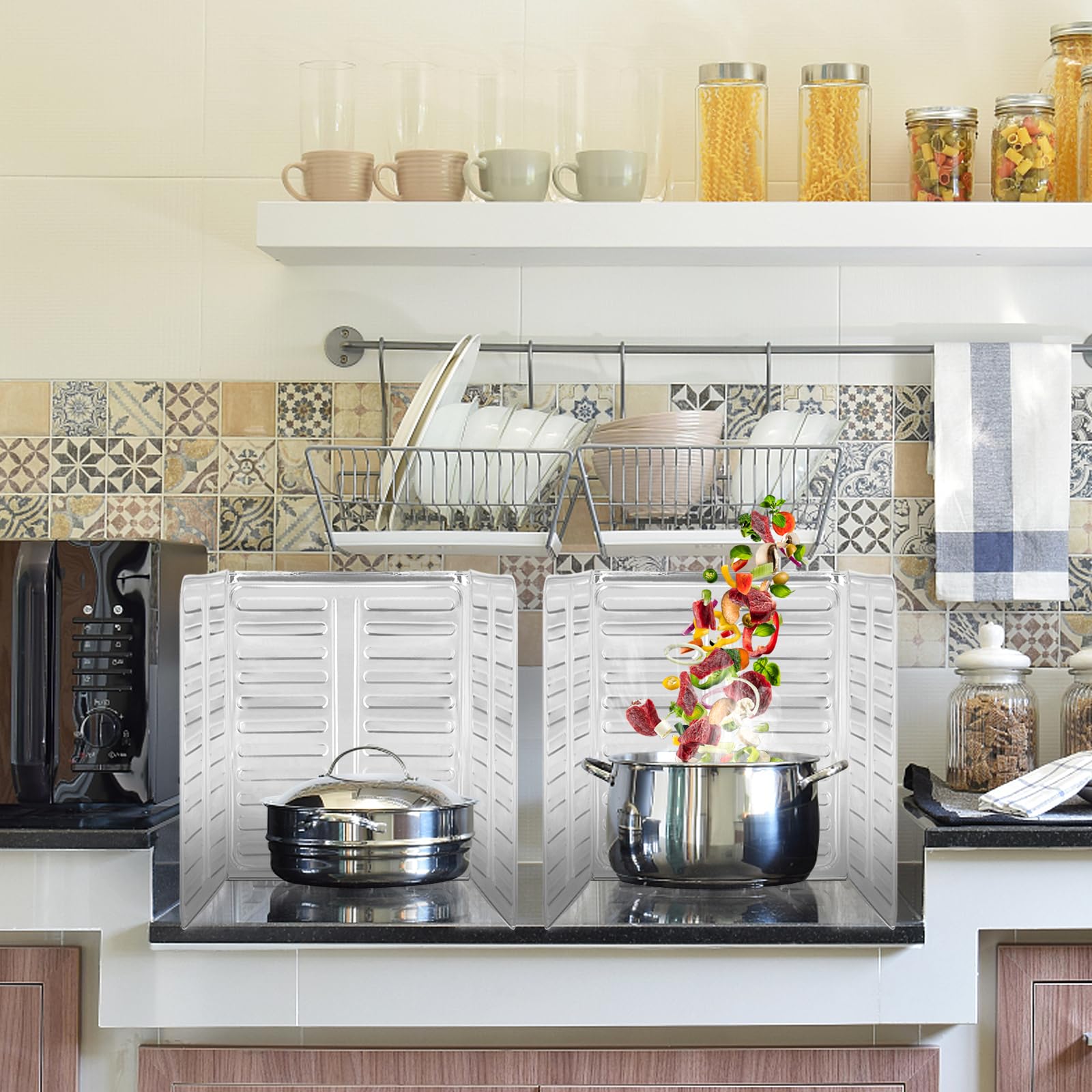 Splatter Screen Frying Protector Guard Splatter Shield Guard Stainless Steel s for Fine Mesh Oil Guard for Grease Splatter Nonstick Gas Range Splatter Guard Splatter Guard