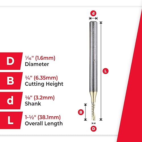 Miniatura 4 de Amana Tool CNC de carburo sólido espiral O flauta arriba-corte, broca de aluminio de corte de enrutador, recubierto de ZrN, 51470-Z, 1/16 D x 1/4 CH