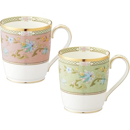 Amazon Co Jp Noritake ノリタケ マグカップ 色変り ペアセット 285cc ヨシノ 2個 グリーン ピンク ボーンチャイナ P590 99 57 ホーム キッチン