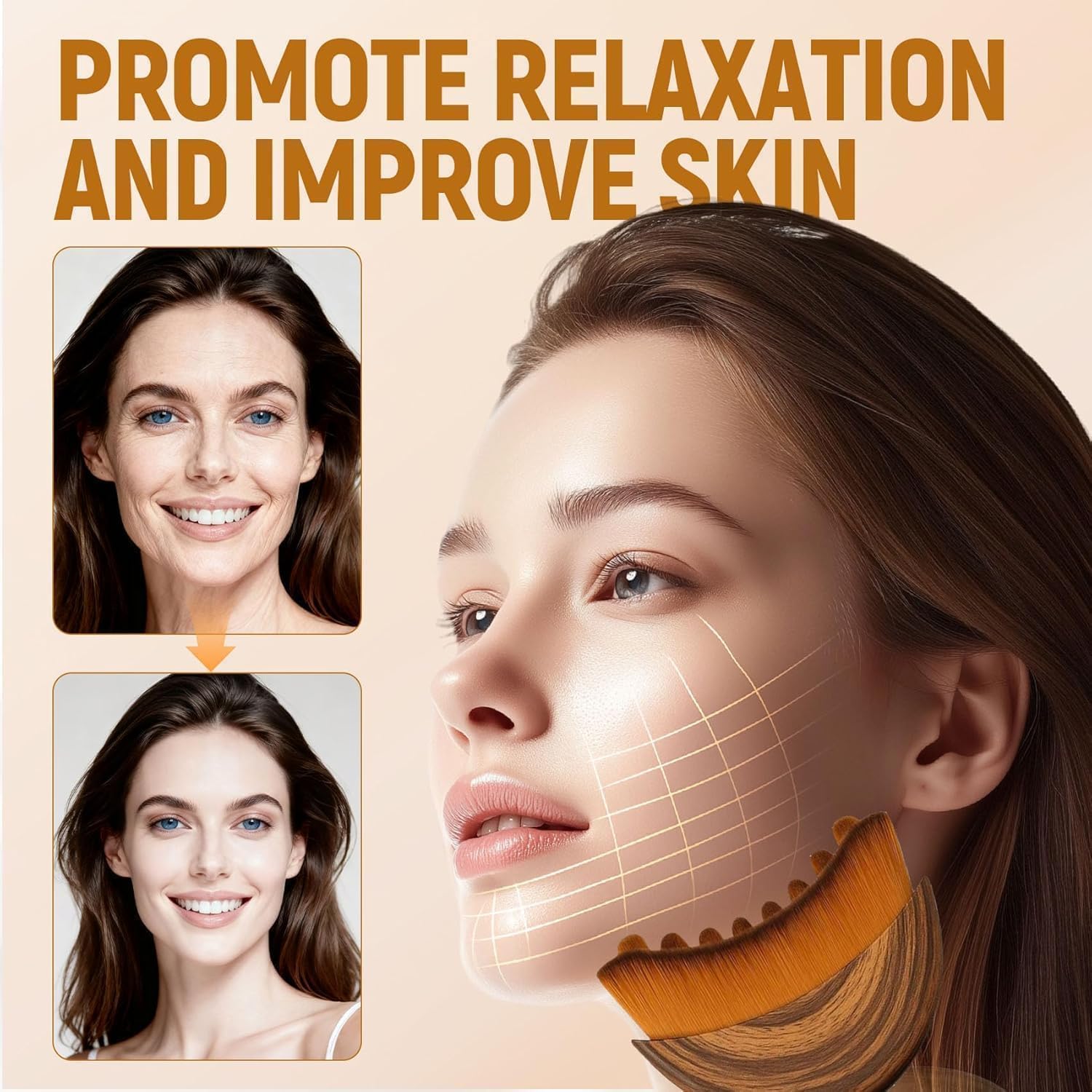Spazzola per Massaggio Linfatico Viso, Lymphatic Face Brush con Coperchio, Spazzola Viso a Secco Setole Naturali, con Delicata Esfoliazione e Luminosità