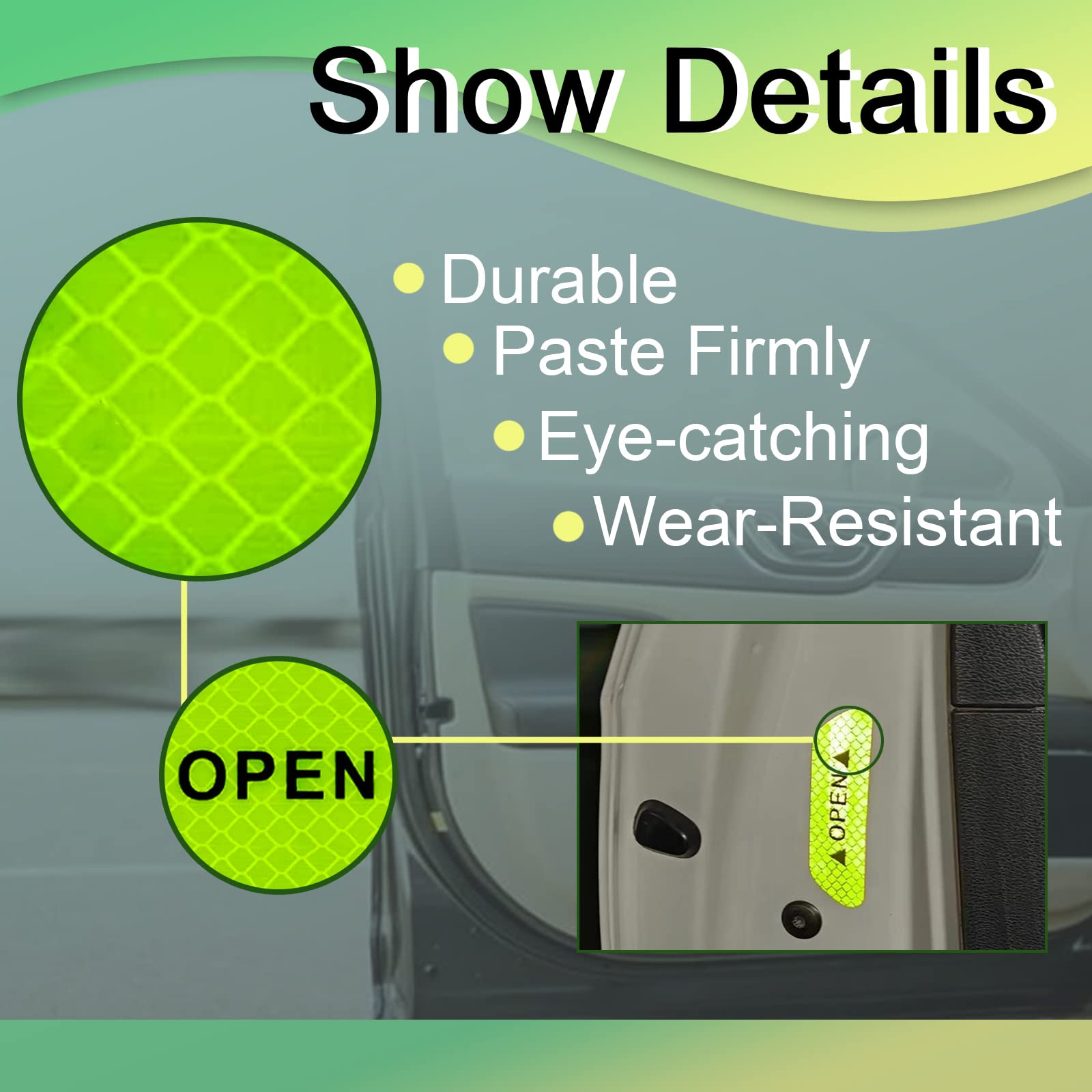 4PCS Universal Car Door Open Prompt Warning Stickers Anti-Collision Safety Reflective Decal Tape Car Accessories Universal for Truck — view 3