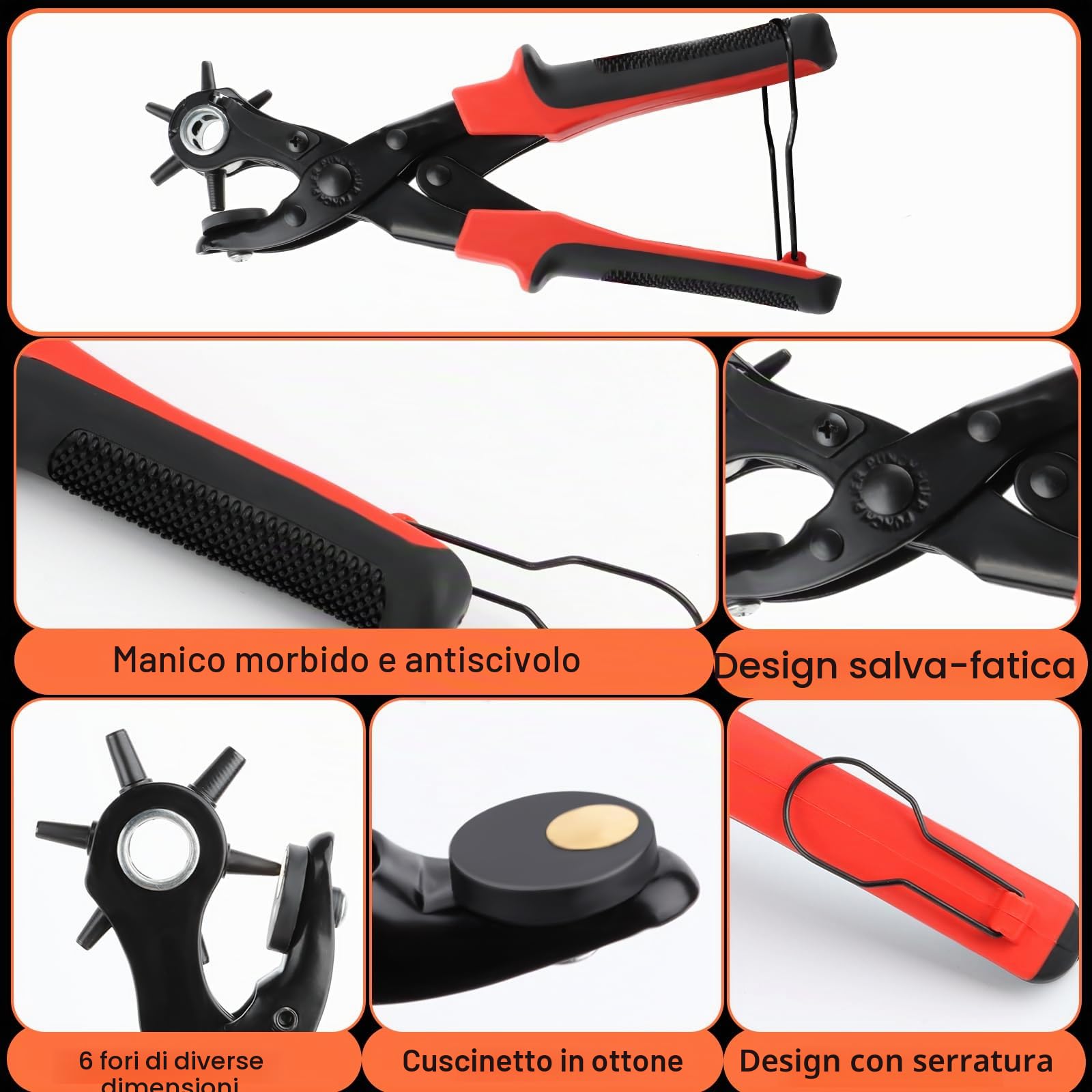 Dispositivo Foro Cintura Pinza Perforatrice Pinza Foro Cintura Pelle Punzone Pelle Punzone Rotondo Progetti Fai Da Te Artigianato | 2-4.5 mm