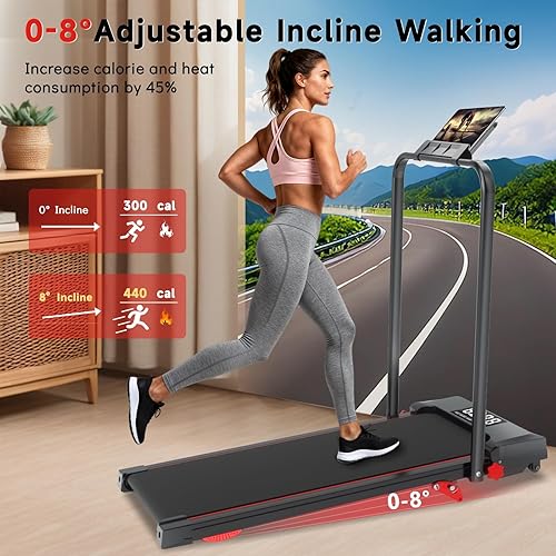 Miniatura 2 de Walking Pad Treadmill with Incline and Handle Bar, 7.5MPH Under Desk Treadmills for Home, Portable Treadmill with Incline, Remote Control