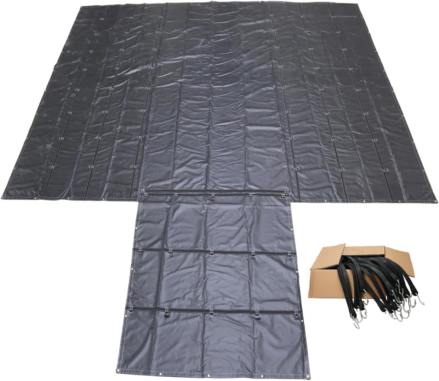 US Cargo Control Lightweight Flatbed Tarp, 24 x 20 ft., with 50 Count Box of Rubber Tarp Straps