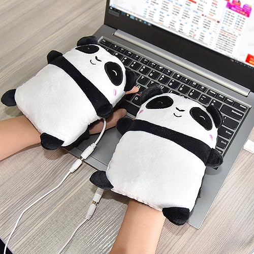 Miniatura 1 de Guantes térmicos USB para hombres y mujeres, lindos guantes de calefacción USB en forma de panda, calentadores de manos USB, medio portátil, sin