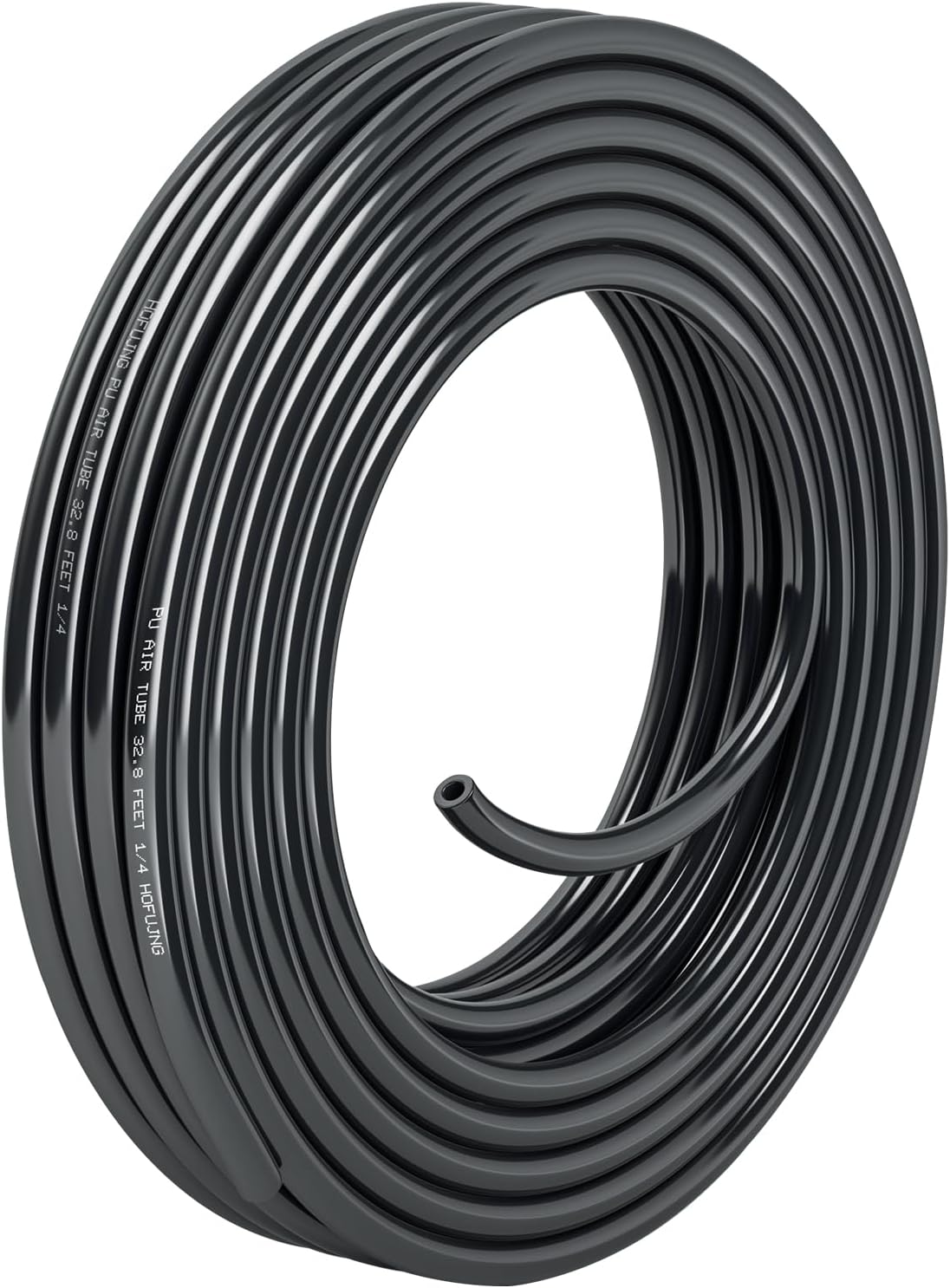 1/4"OD Air Hose,TPU Hose,Flexible Elastomers Pneumatic Air Tubing,10 Meters 32.8 Feet for Air Brake Pipe Suspension or Fluid Delivery（6mm OD/Black）