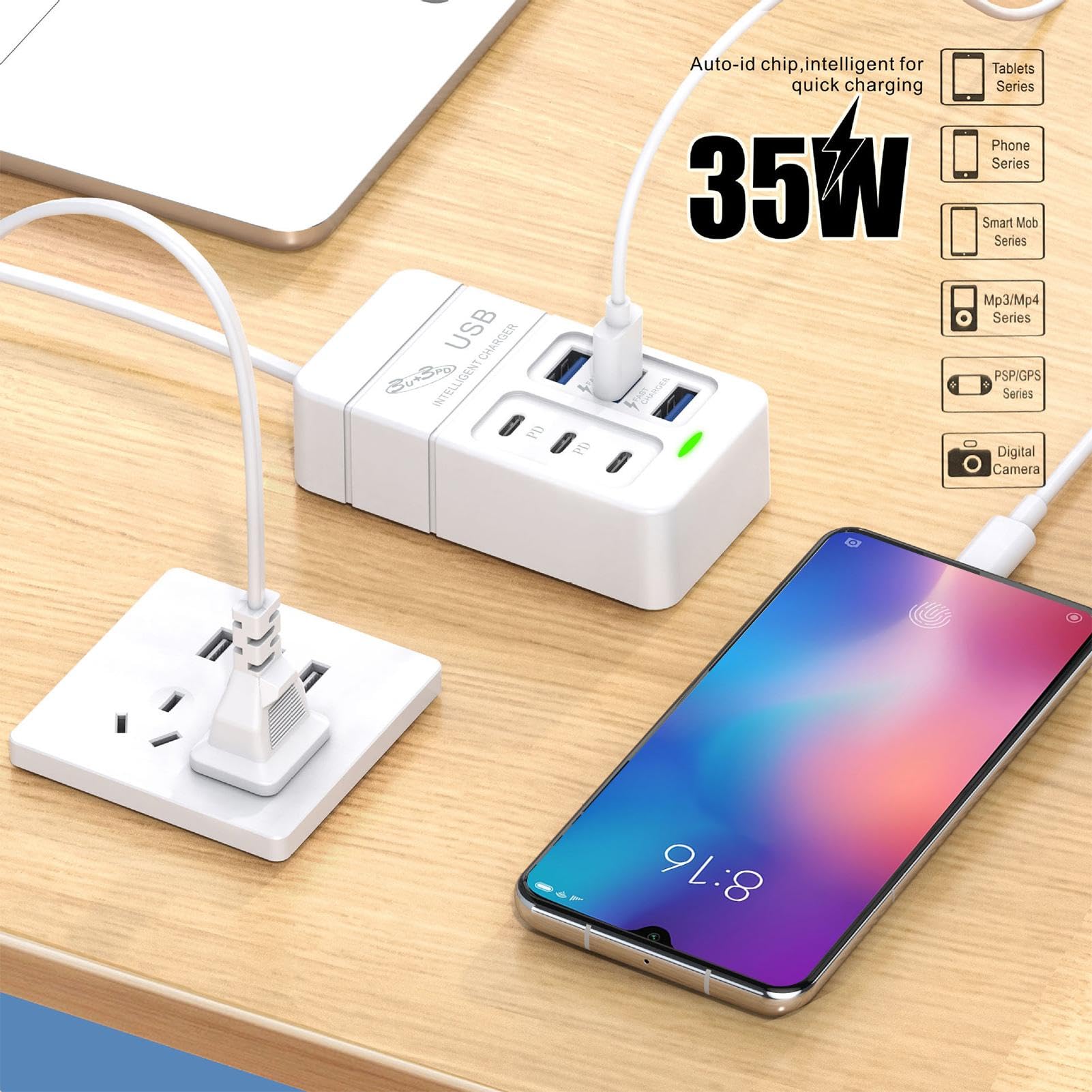 Amazon.co.jp: USB 充電ステーション、マルチポート USB 充電器 | 6