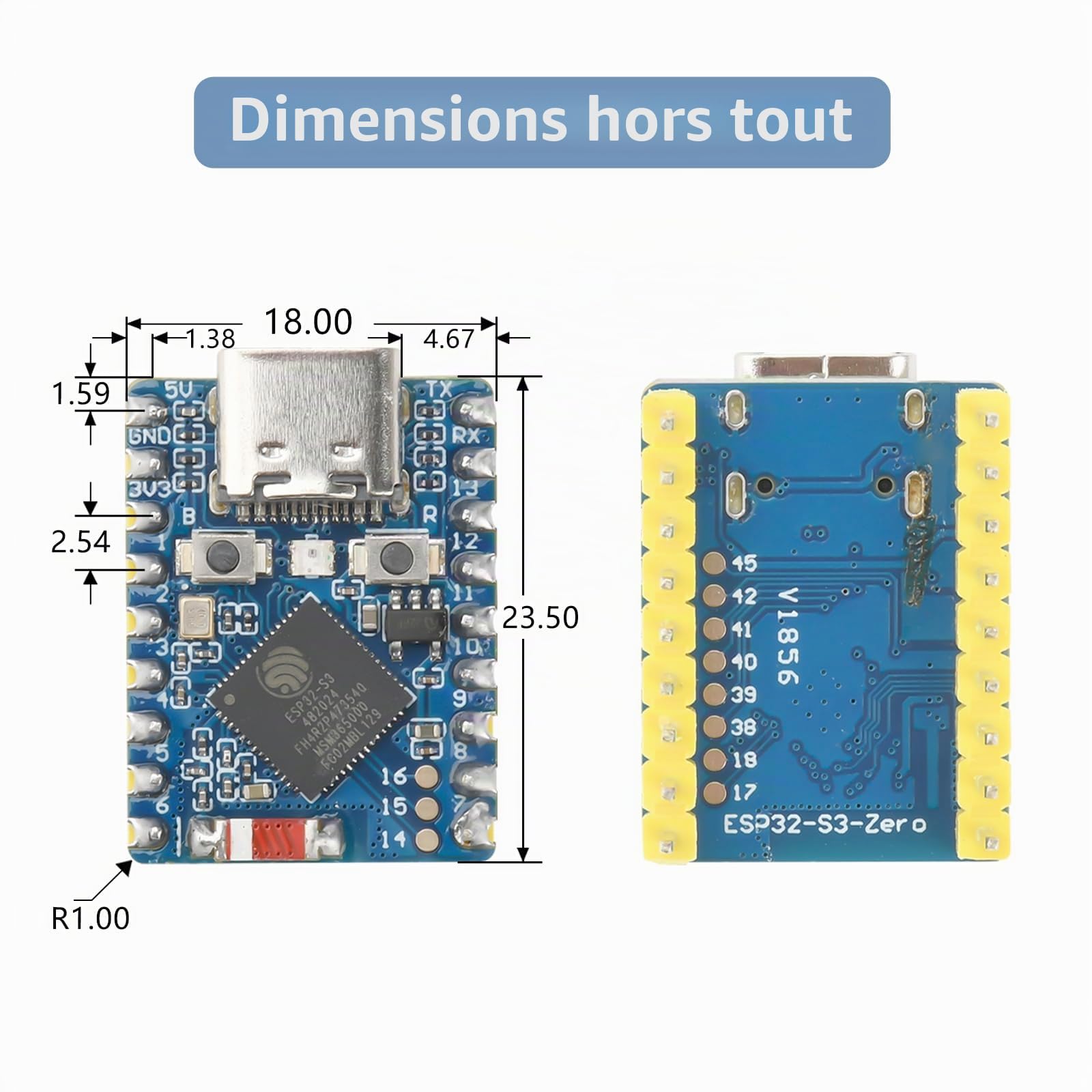 diymore pour ESP32-S3 Mini Module de Carte de développement WiFi Bluetooth Double cœur basé sur pour ESP32-S3