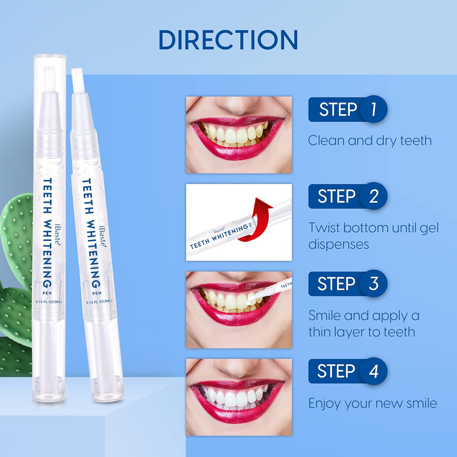 Teeth Whitening Pen - 3 Pens - Effective & Painless Whitening - Perfect for Sensitive Teeth - 35% Carbamide Peroxide, No Sensitivity, Travel-Friendly, Natural Mint Ingredient : Beauty & Personal Care