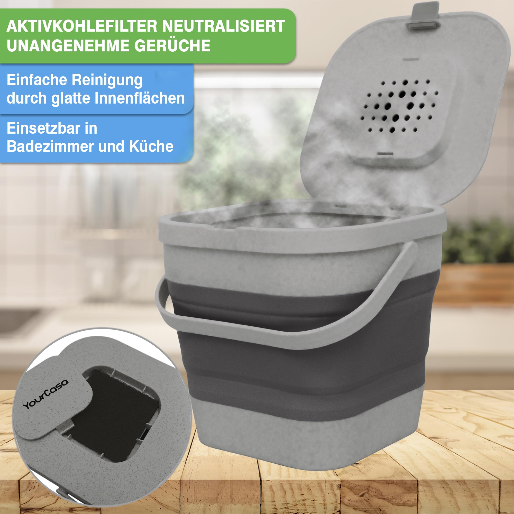 Poubelle à Compost 3L - Bac à Compost De Cuisine En Acier Inoxydable