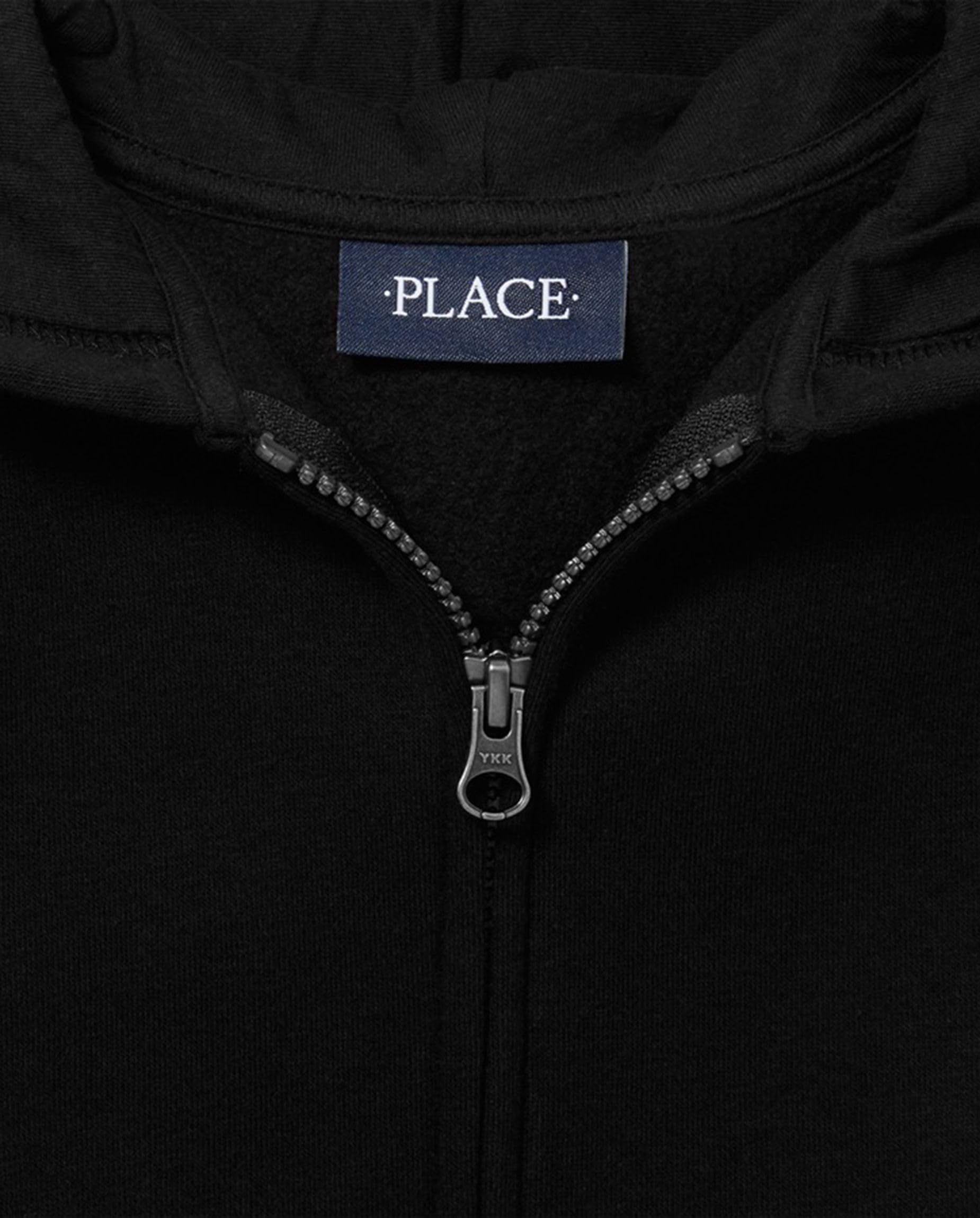 The Children's Place Sudadera con capucha uniforme con cremallera para niño - negro - X-Large