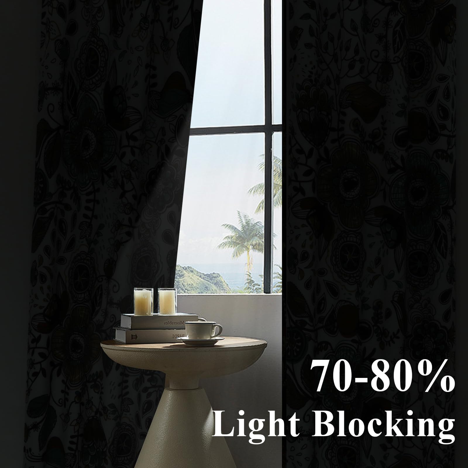 VEHEDE Colorful Flowers Room Darkening Curtains - Image 3