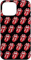 Vista 19 de Carcasa negra para iPhone 16 Rolling Stones Classic Tongue Logo Repeat