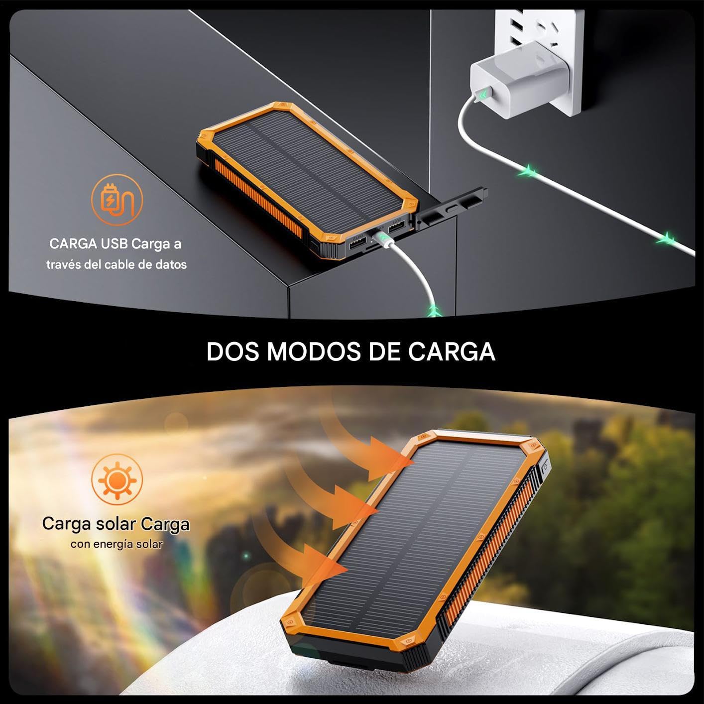 Caricatore a Energia Solare Power Bank 10000mAh Impermeabile