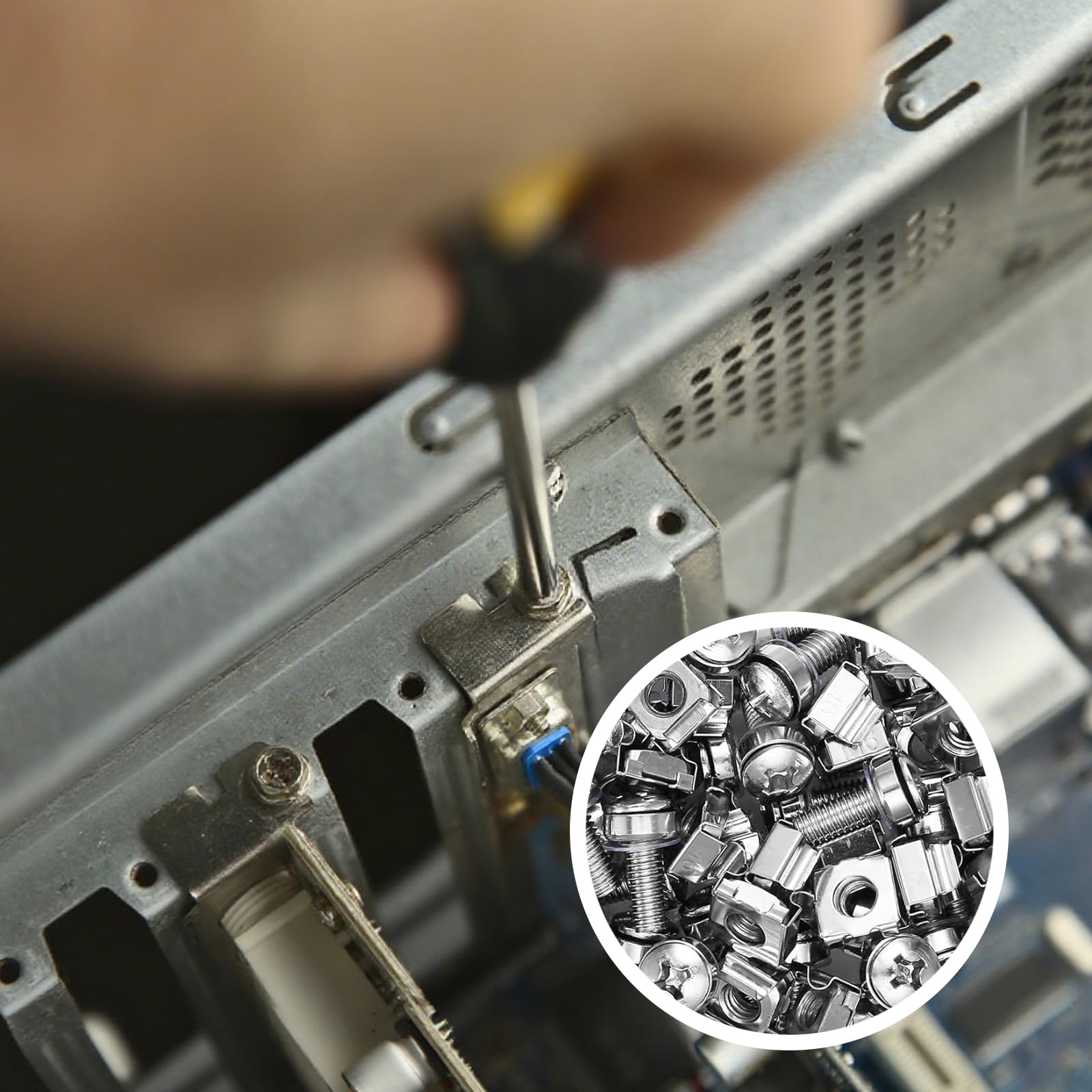 50x Set di Viti con Gabbia M6, Viti e Dadi in Gabbia per Armadio Rack, Viti di montaggio per armadietti server, M6x16mm Dadi a Gabbias per Montaggio a Rack, Armadi di Server Accessori