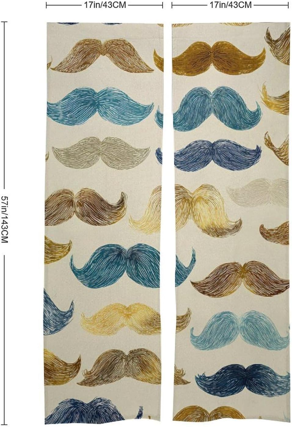 Mustaches Pattern Doorway Curtain Insulated Room Divider Drapes | white linen,privacy curtains