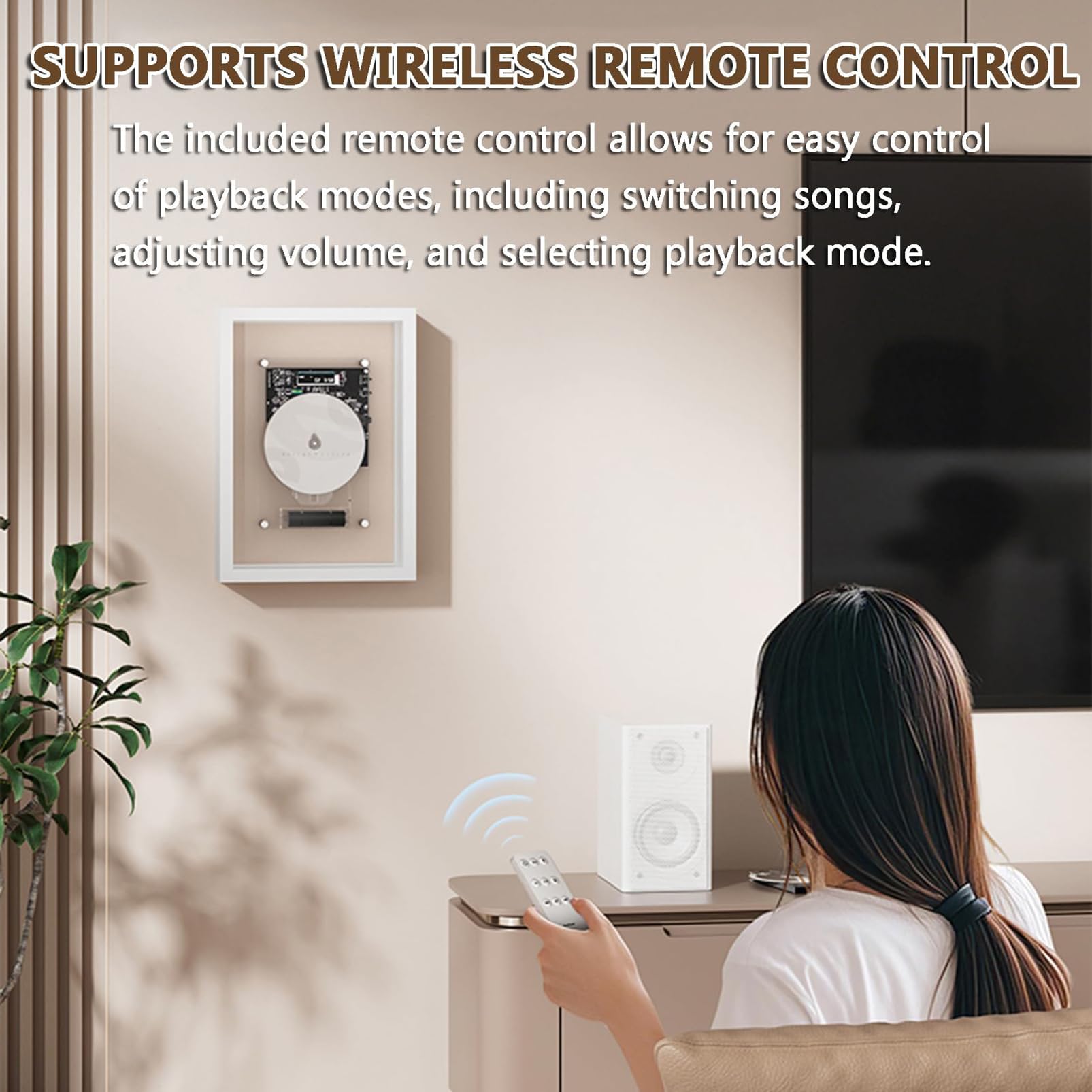 Music Frame Lettore CD, Montabile a Parete Cornice Foto Decorativa Cd W/Telecomando, 5.0 Bluetooth/Uscita Aux 3.5mm, Senza Altoparlanti, Per Casa/Corrido/Ufficio/Decorazione da Parete Nero