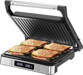 Olvy Tosti Apparat XL Elektrischer Kontaktgrill mit Temperaturregelung für 4 Sandwiches Panini Grill Aufklappbar - Amazon product rated Grade B