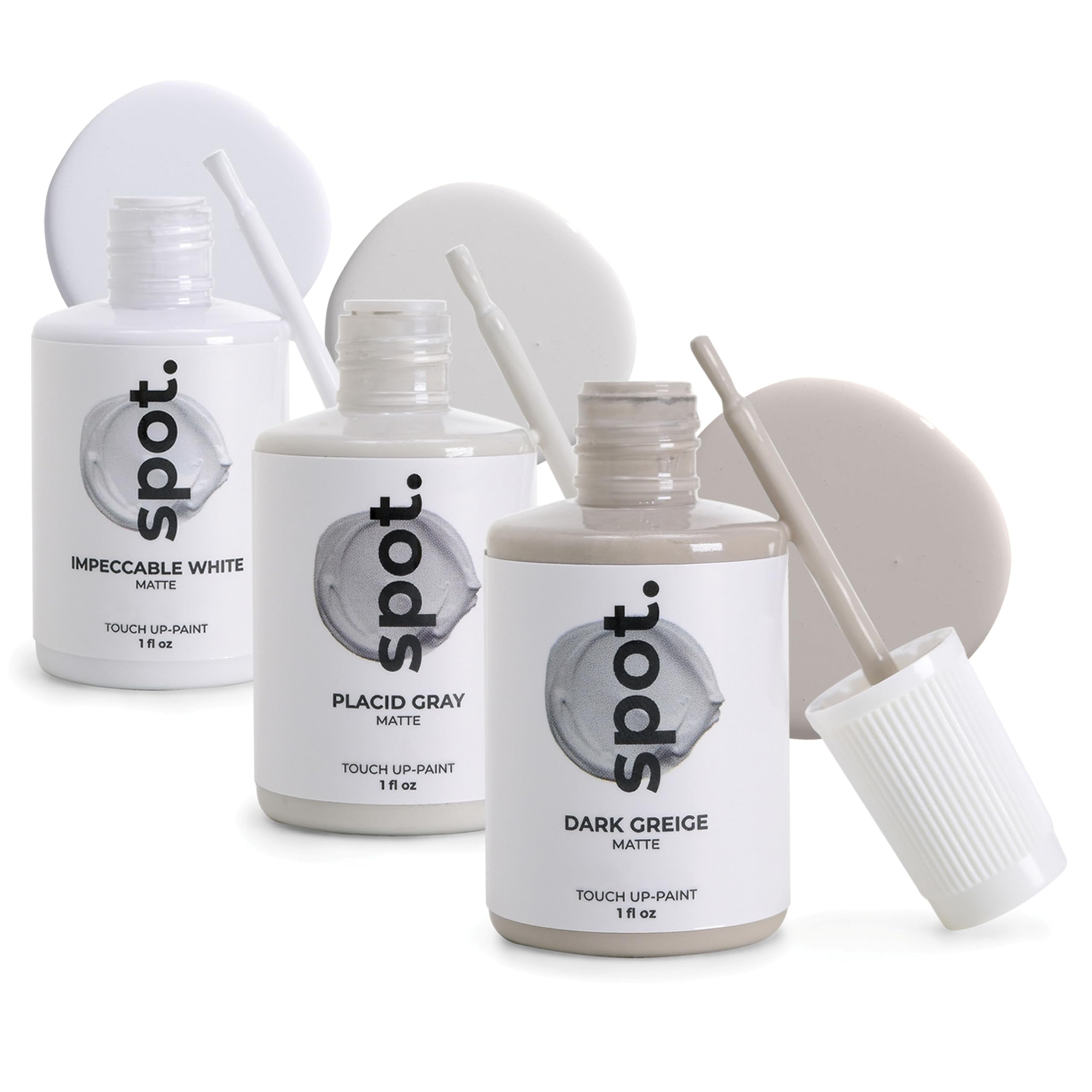spot. Touch-Up Paint - Matt Finish, Quick Drying, Perfect for Cabinets, Walls, Windows, Doors, and Furniture Repair, 3 Colour Kit Matches 90% of Surfaces, Gray 3 Pack