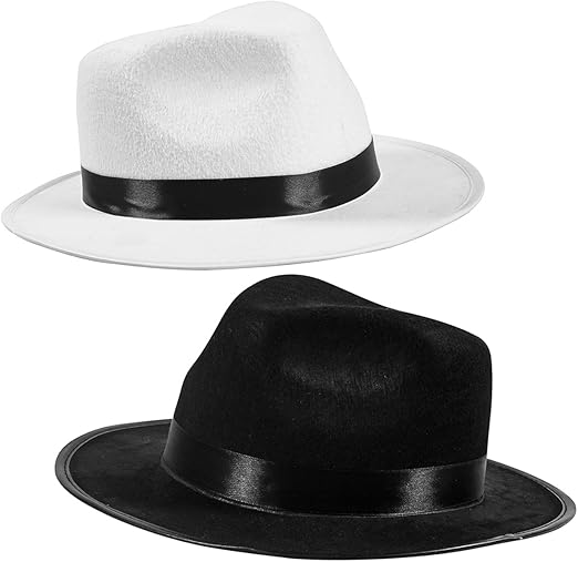 Funny Party Hats Black Fedora Felt Gangster Hat Gentlemen Hats Mobster Costume Accessory (2