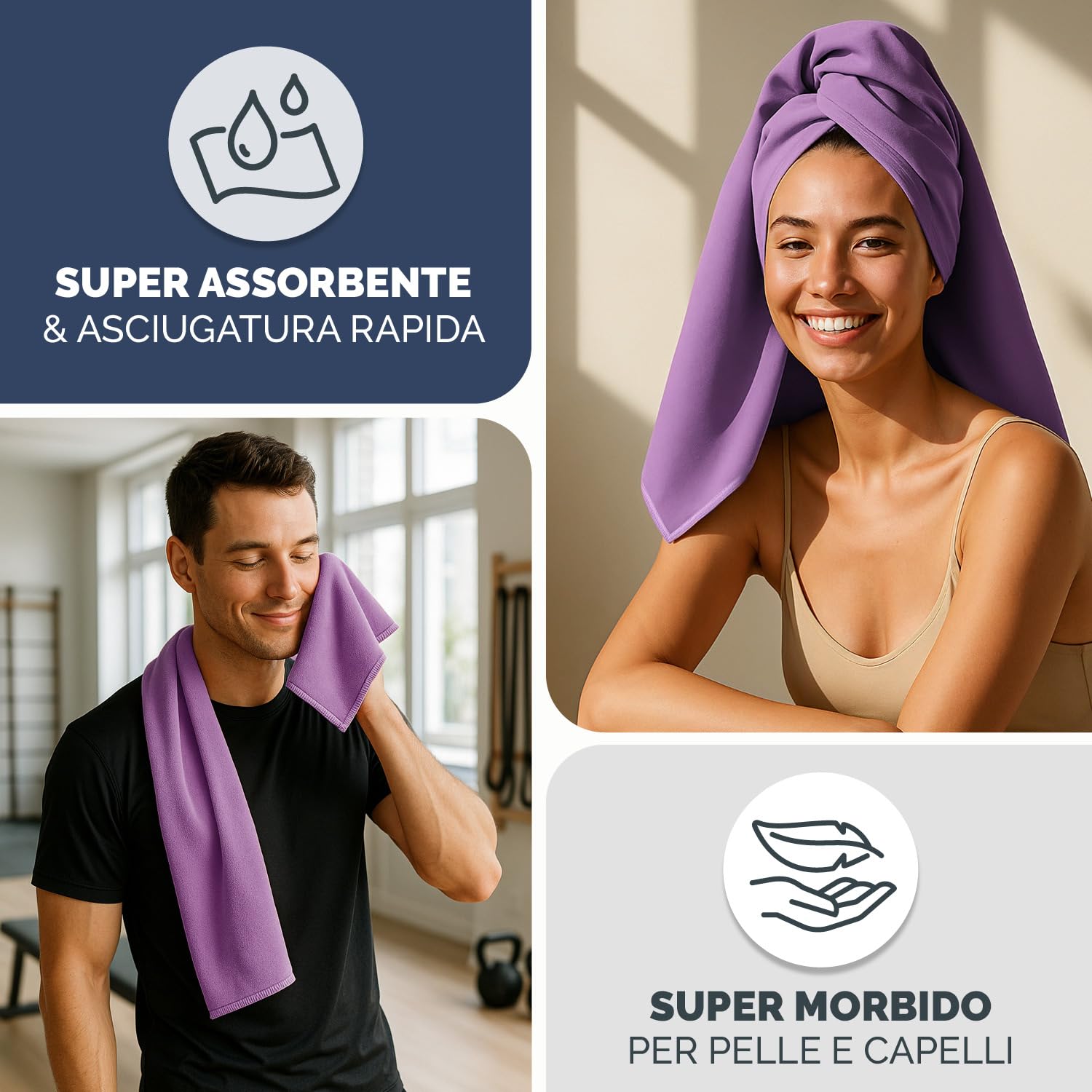 Blumtal asciugamano microfibra 180x90 cm - asciugamano palestra microfibra asciugatura rapida - asciugamani palestra donna - asciugamani microfibra da viaggio - asciugamani microfibra palestra - lilla