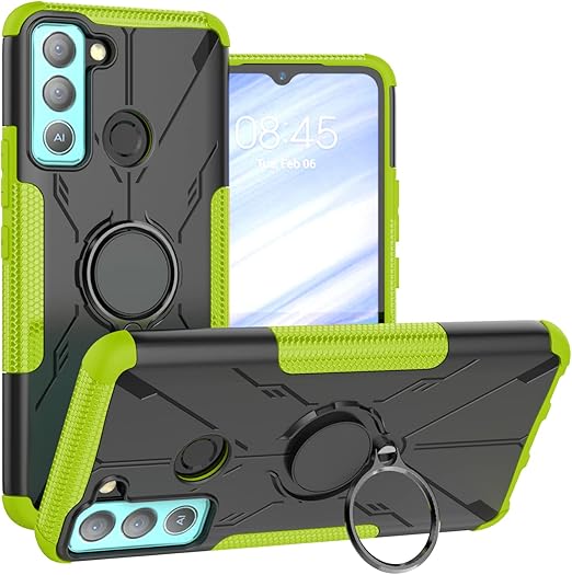 Compatible with Tecno Pop 5 LTE Case Cover,Compatible with Tecno Pop 5 LTE BD4 Case Ring Stand 2 in 1 Phone Case Cover Green