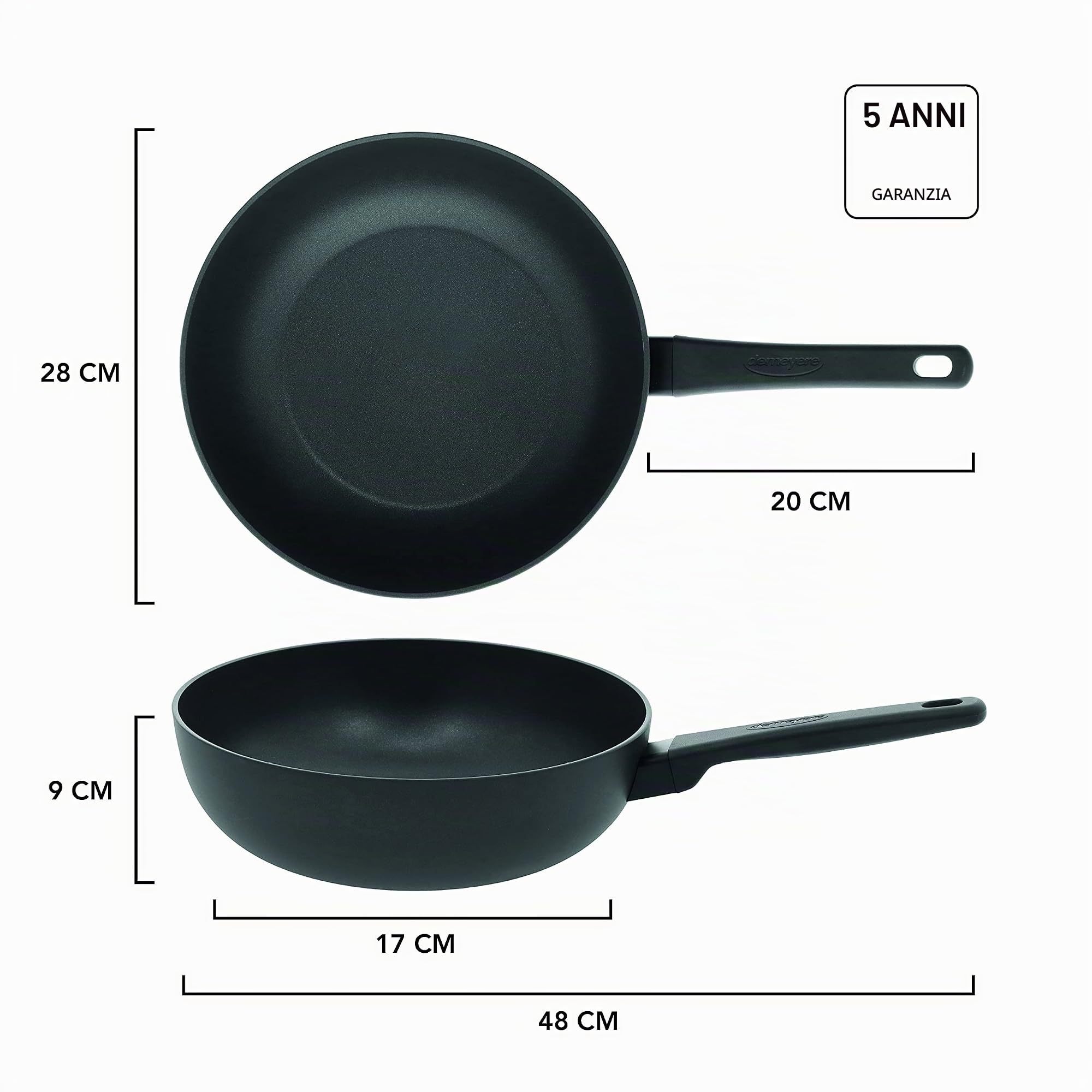 DEMEYERE Wok antiaderente Alu Classico 3 Duraslide, compatibile con tutti i piani cottura e le piastre a induzione. Wok premium, garanzia 5 anni - Ø 28 cm