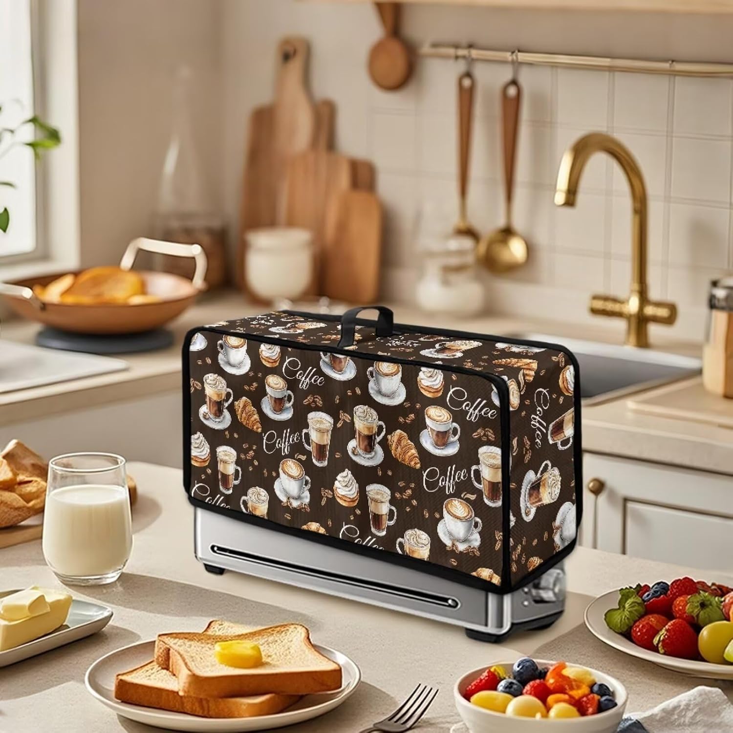 Coffee Coaster Cover 2 Slice, Dust-proof Slim Bread Machine Protector, Waterproof Kitchen Small Appliance