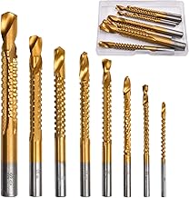 SPEEDWOX 8 Pack Titanium Coated HSS Twist Drill Bits 3-10mm Serrated Side Cutting Spiral Saw Drill Bit Woodworking Tools Grooving Cutting Hole Holesaw Tool for Plastic Metal Wood Hole with Storage Box