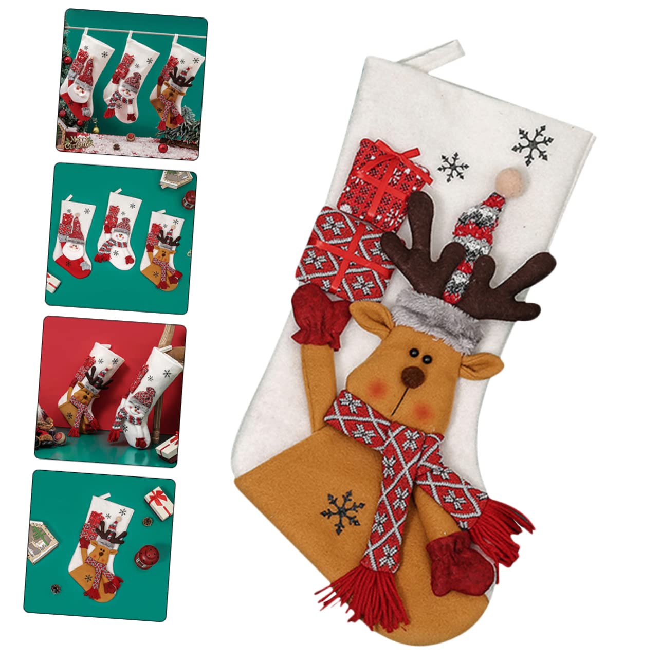TOPBATHY 3 Medias Navideñas Decorativas para Colgar Calcetines Navideños con Temática Festiva Cálida