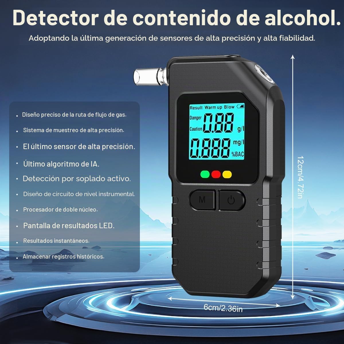 Alcoholímetro,Alcoholimetro Digital Homologado,Profesional Test Alcoholemia,con Pantalla LCD Digital Alta Precisión,25 Boquillas,Sensores Dobles Gran Precisión,Uso Personal Profesional Hogar Sople
