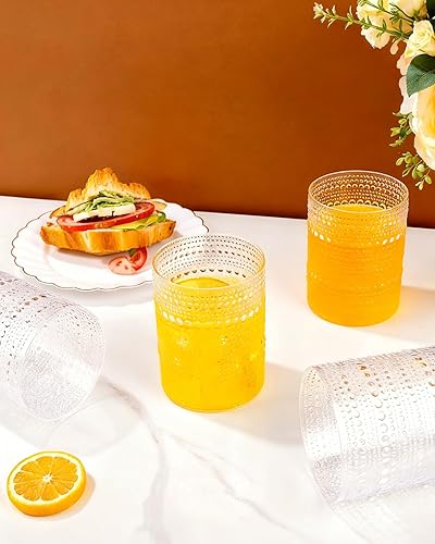 Miniatura 6 de YOUBET 24 vasos de plástico para beber, 14 onzas, transparentes, vintage, vasos desechables con cuentas para jugo, vino, fiesta