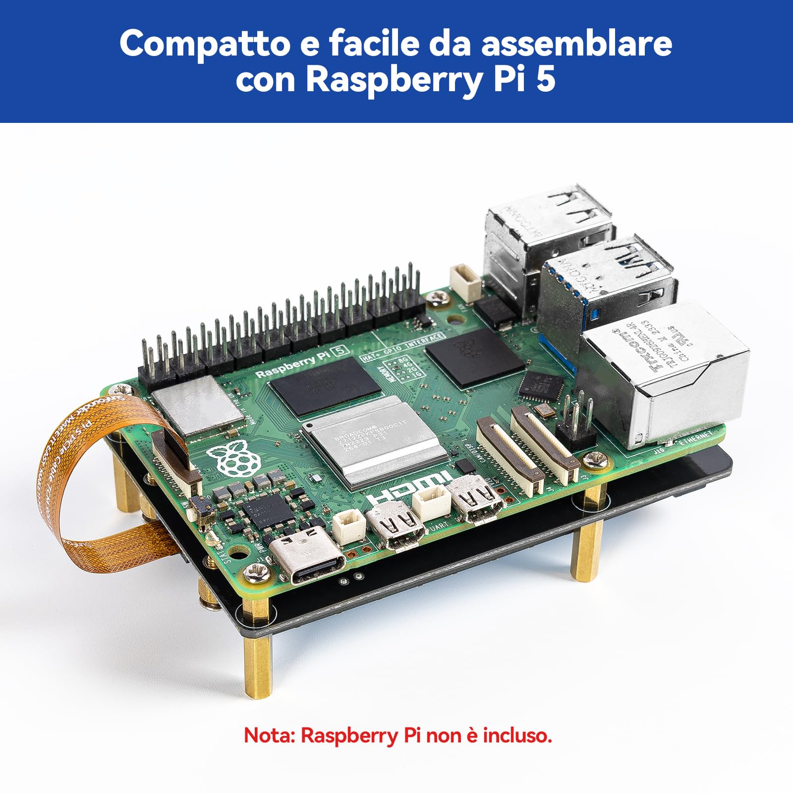 SUNFOUNDER Dual NVMe Raft per Raspberry Pi 5 PCIe Gen 2.0 a M.2 HAT Key-M SSD Hailo-8L AI Accelerator PIP M.2 2230/2242/2260/2280, NAS RAID 0/1, indicatori LED, manuale