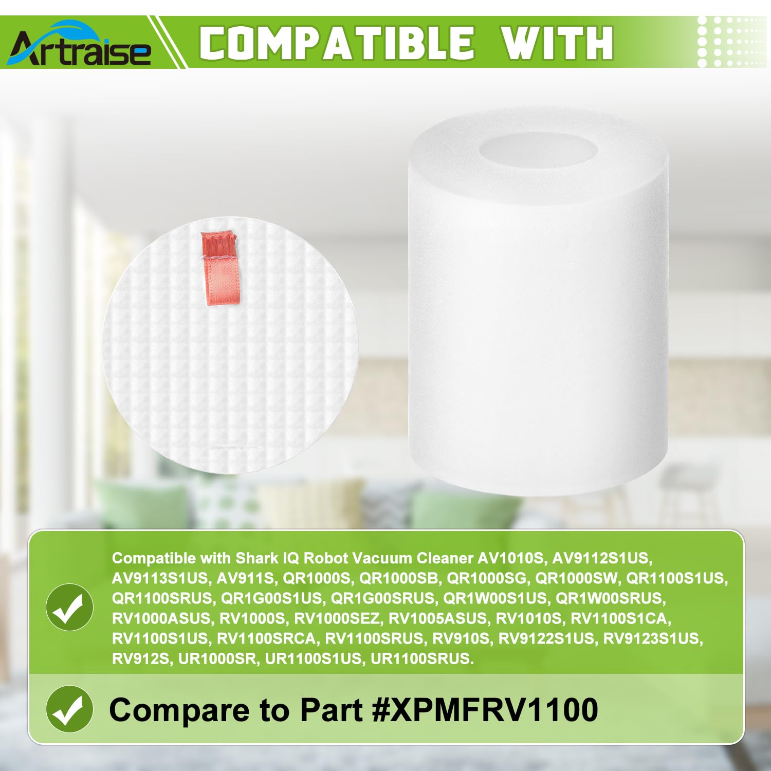 Vacuum Filter Replacement Compatible With Shark IQ Robot R101AE, RV1001AE, UR1005AE, RV912S, UR1000SR Self-Empty Base, Compare to Part # 106KY1000AE (4 Pack)