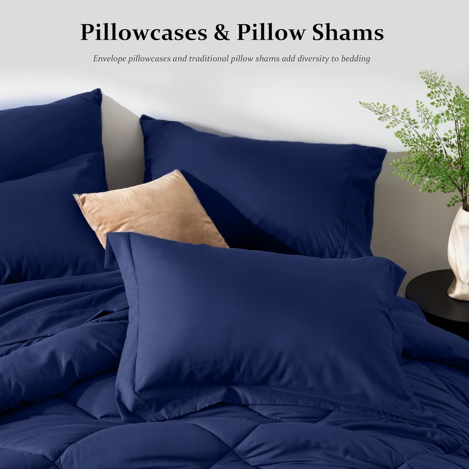 Newspin Queen Comforter Set Blue - Bed in a Bag Queen Size 8 Pieces, All Season Bed Set, Fluffy Comforter Set with Sheets, Sheet Set Quilt Blanket, Pillowcases & Shams & Bed Skirt