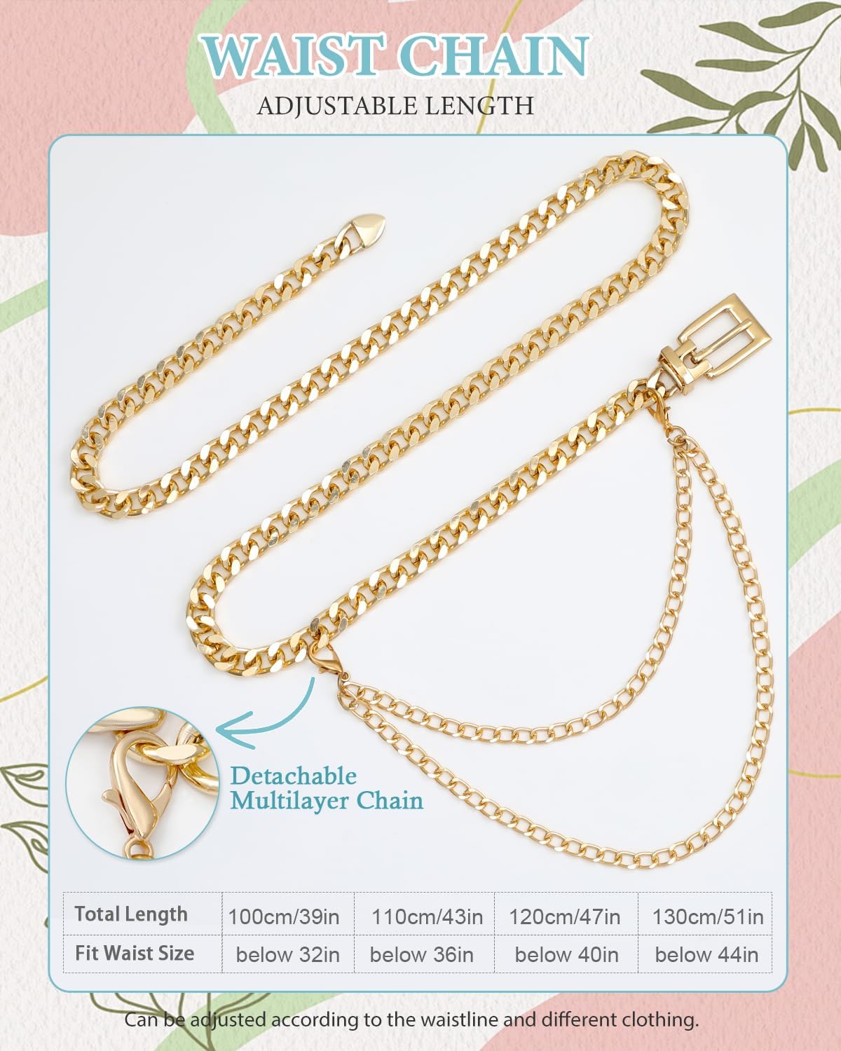 FIORETTO Chain Belt for Women Metal Waist Chain Fashion Multilayer Chain Belts for Dress image 4