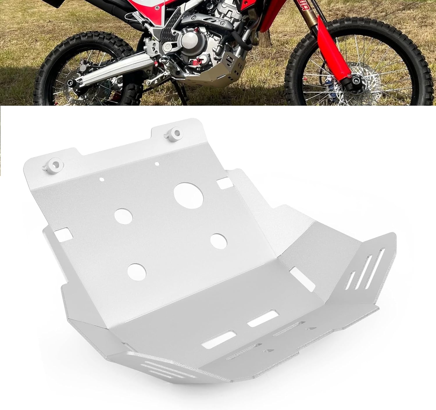 CHIFUN Skid Plate Compatible with HONDA CRF300L CRF300 L ABS 2021-2025 CRF300LS 2023-2024, Motorcycle Lower Engine Guard Bottom Protection Aluminum Belly Pan (Black)