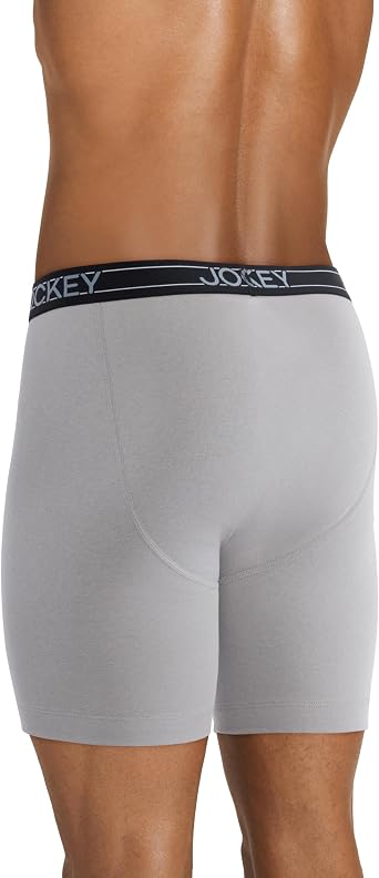 Jockey Men's Underwear Lightweight Cotton Blend 7 Long Leg Boxer Brief - 4 Pack