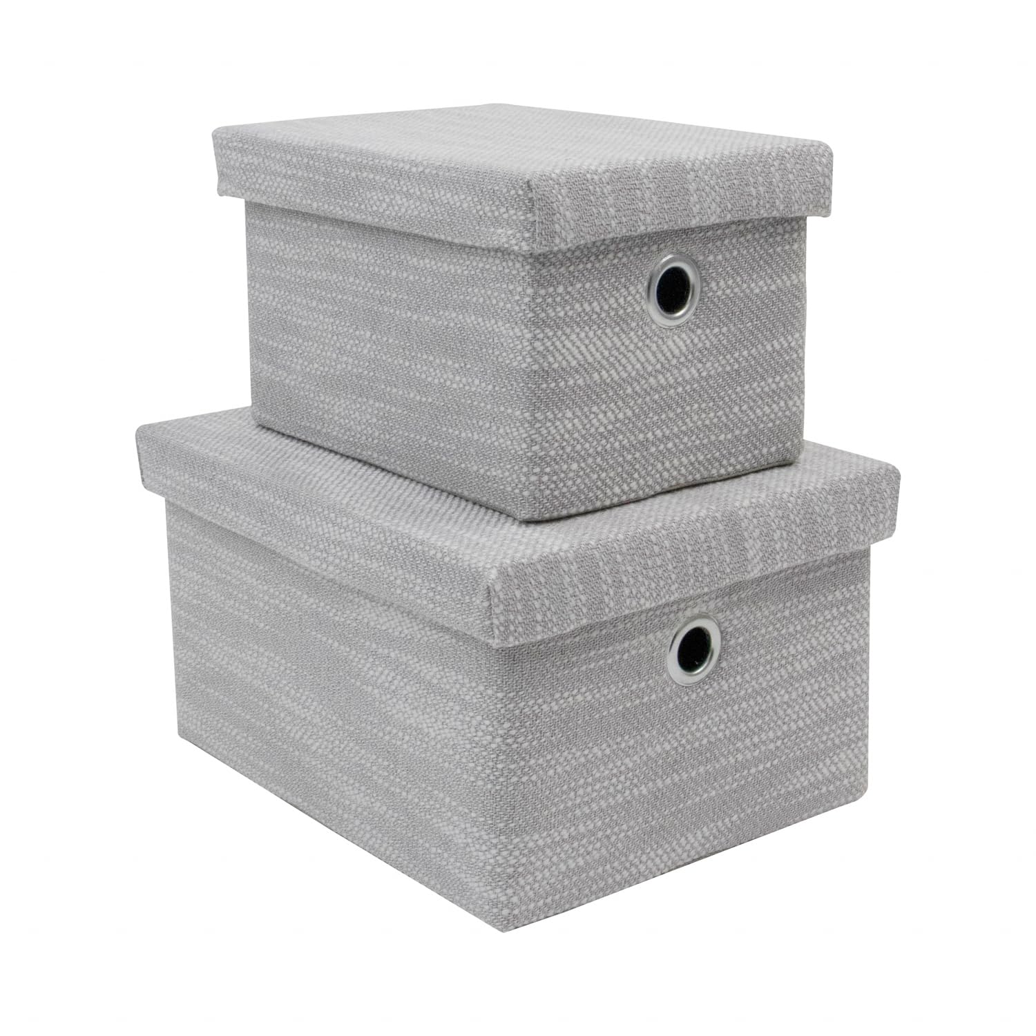 Panier de rangement rectangulaire JVL Serena lot de 2 boîtes grises anti-poussière