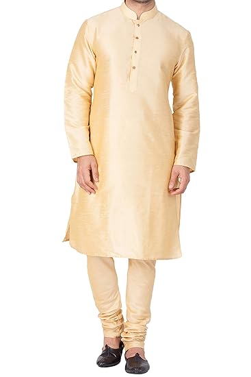 VM Mens Silk Blend Kurta - Elegance for Festivals & Events | Banarasi Silk with Slight Cotton mix Solid Full Sleeves Chinese Collar Kurta | Classic Design, Premium Comfort, and Versatile Style