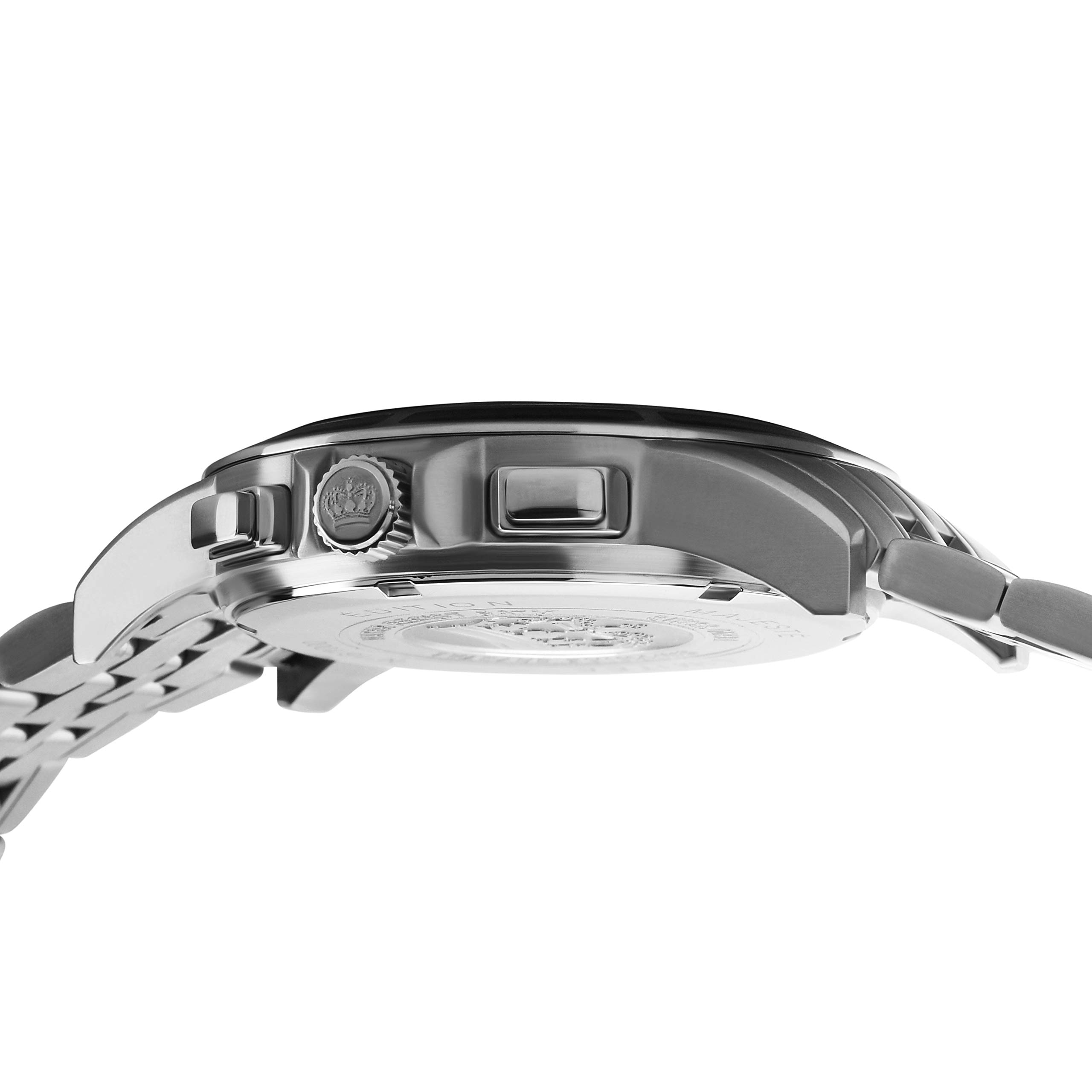LOUIS XVI Herren-Armbanduhr Majesté Stahlband Silber Schwarz Karbon echte Diamanten Chronograph Analog Quarz Edelstahl 1101