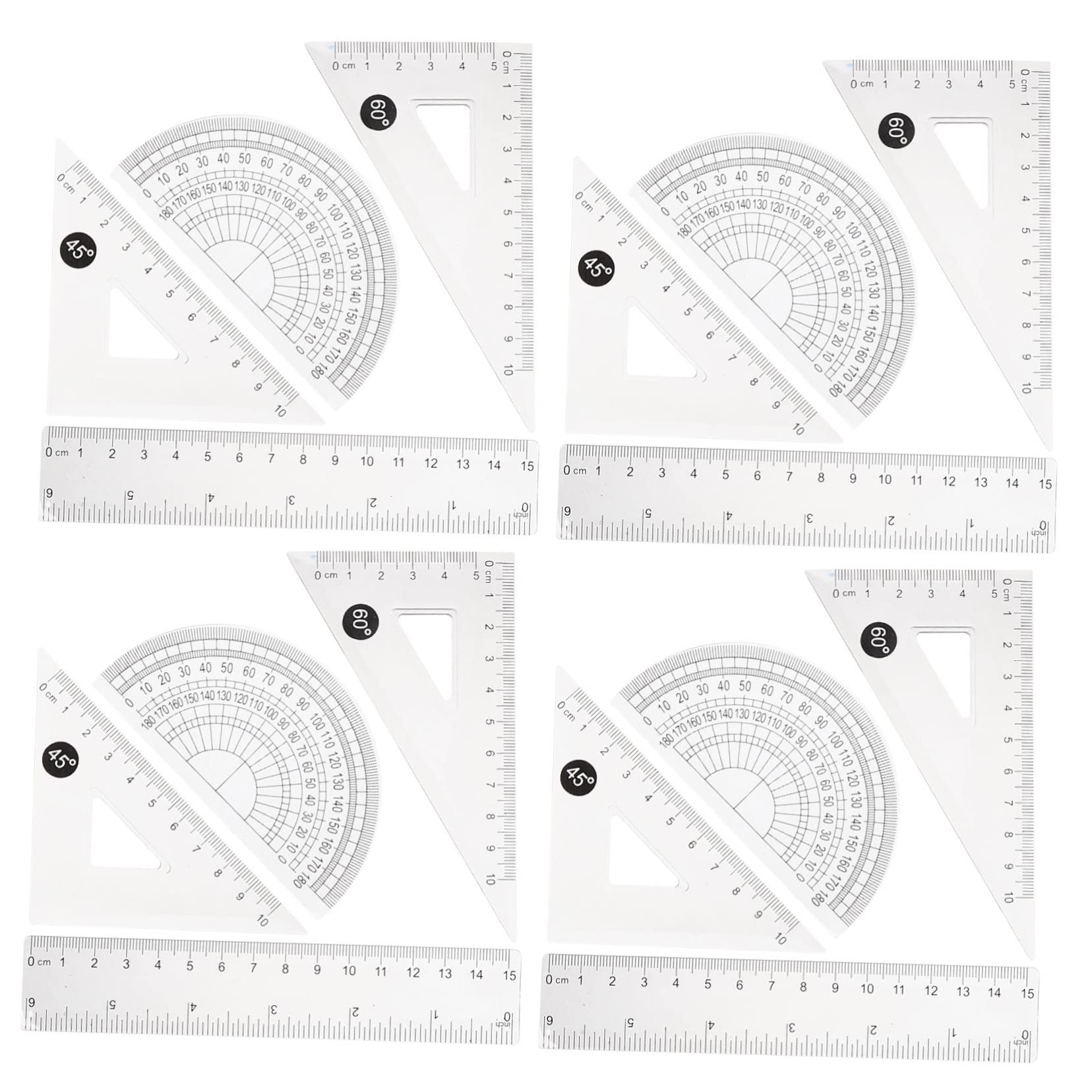 VILLCASE 20 Set Righello trasparente da 15 cm Kit di misurazione - Righello ergonomico kit plastigauge righello del triangolo di disegno kit da disegno professionale fornitura scolastica