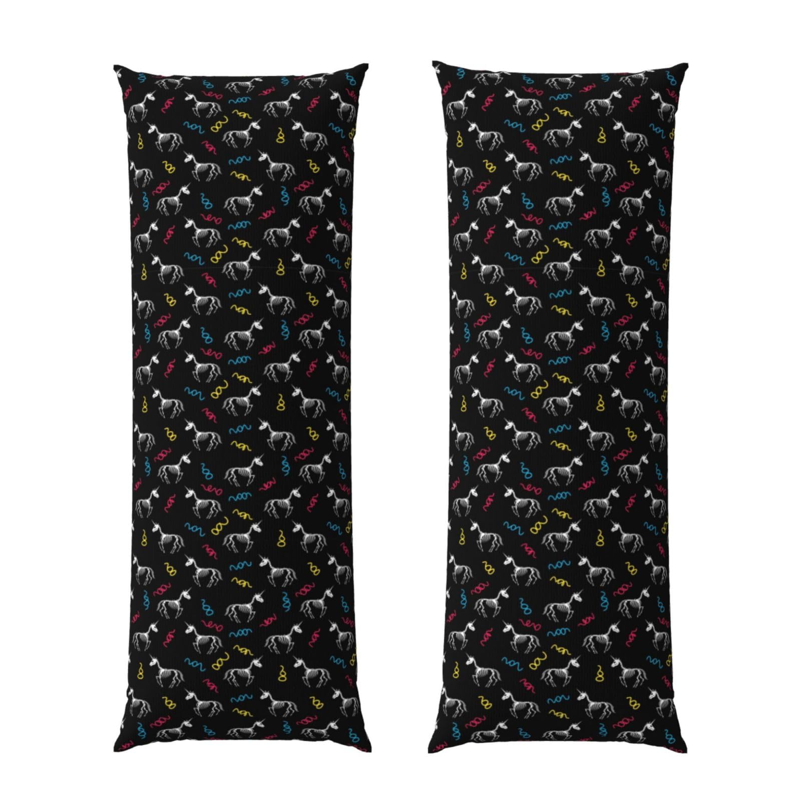 Body Pillow Cover 20x60 Happy Halloween Unicorn Skull Skeletons, Soft Microfiber Long Pillowcase with Zipper Closure, Breathable Plush Cushion Case for Bed Home Hotel